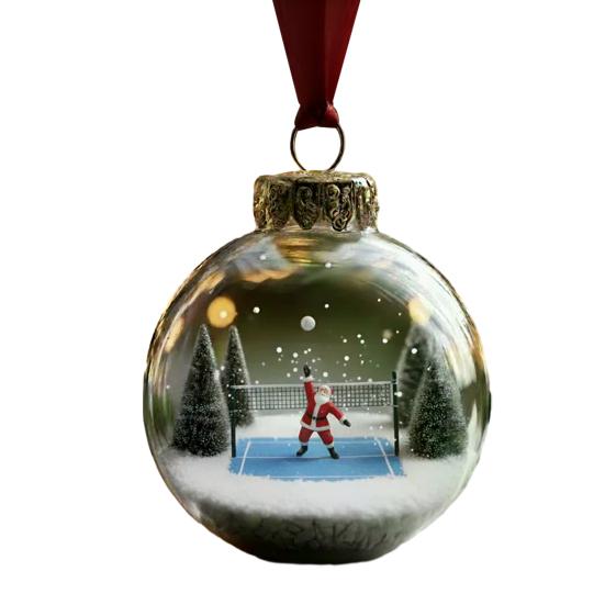 

Santa Claus Stadium Glass Ball Ornament Christmas Tree Hanging Decor with Sports Theme Festive I