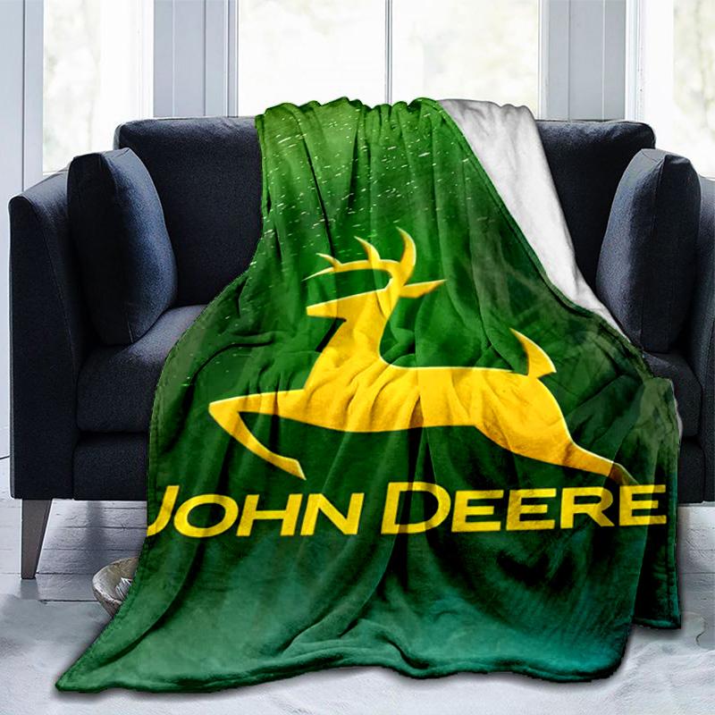 John Deere Logo Design Decke Geeignet für Sofas, Betten, Büros und Camping - Perfektes Geschenk für Halloween Weihnachten
