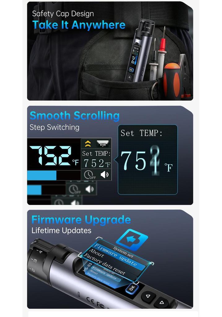 FNIRSI HS-03 Wireless Electric Soldering Iron - Constant Temperature, Compact for Household Repairs