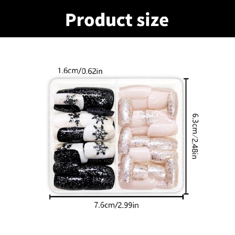 Christmas Press On Nails Black and White Snowflake Nail Accessories Suitable for Christmas and Winter Celebrations