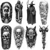 3 Stück Temporäre Tattoos Realistische Temporäre Tattoos Wolfskopf Totenkopf Stab Totenkopf Mit Krone Für Frauen Erwachsene Oberschenkel