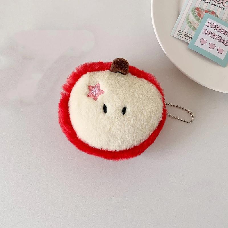 Cartoon Coin Purse Soft Plush Keychain Holder Multi-purpose Pouch for Student Earphone Data Cable Storage A