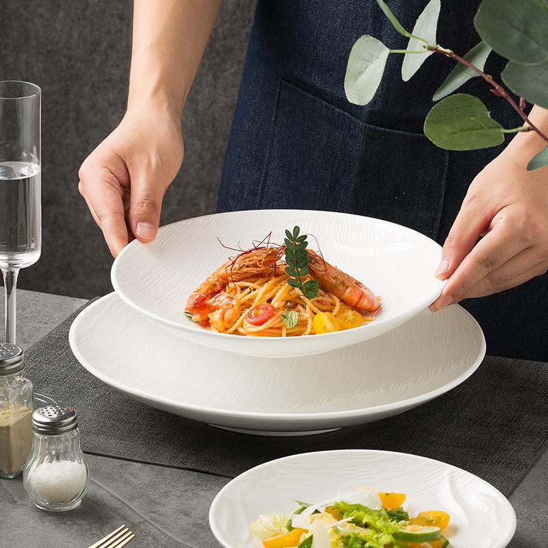 Creative Western Food Plate Household High-End Deep Plate Simple Pasta Plate Restaurant Ins Wind Plate Hotel Ceramic Tableware