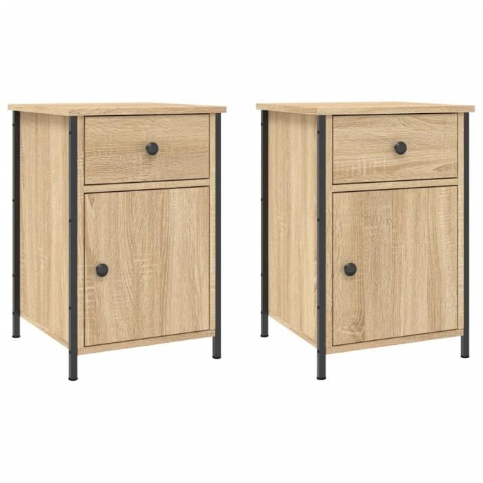 VidaXL Tables de chevet 2pcs chêne sonoma 40x42x60cm bois d'ingénierie 825906