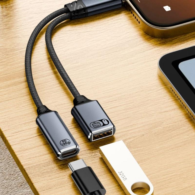 Rozdzielacz USB C Typu C Podwójna Wtyczka 100W Adapter Szybkiego Ładowania Kabel Rozdzielający Typ C Męski do Podwójnego Żeńskiego Kabla dla Telefonu