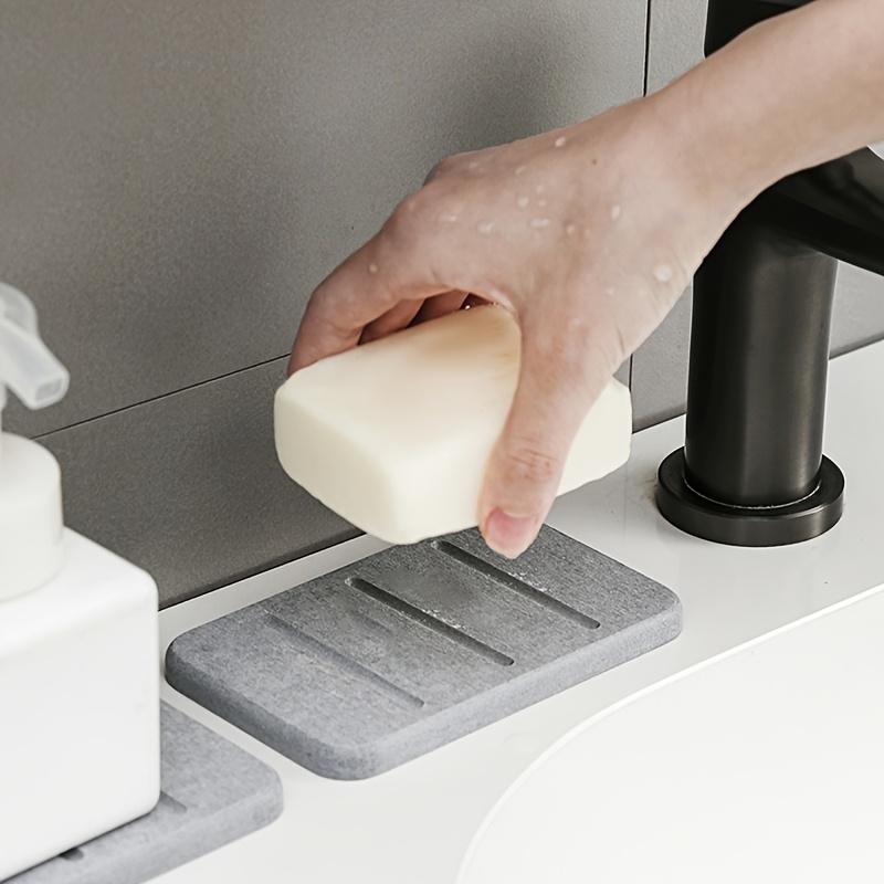 1pc Diatom Mud Soap Pad Super Absorbent Quick Drying Soap Dish Mat Bathroom Countertop Non-slip Soap Storage Rack