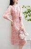 Chiffon Midi Elegant Floral Perfect for and Everyday Wear [JINZUOMA] Women's Dress, Long-Sleeved Dress, V-Neck, Spring/Summer, Fashion, Print, Dates,