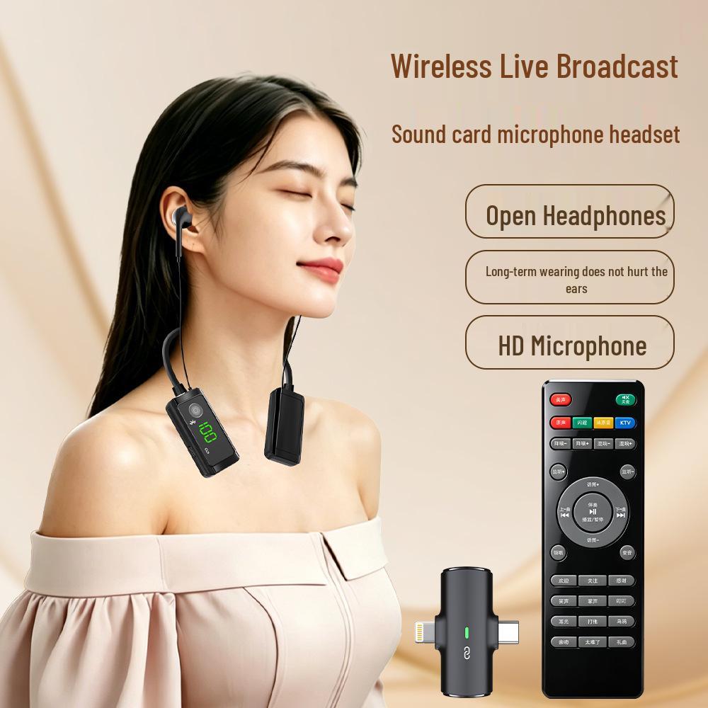 Three-in-One Wireless Headset: Sound Card, Live Broadcast, Monitoring for Outdoor Professional Use
