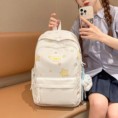 Star Print Backpack Junior High School Student Schoolbag Large Capacity Women's Backpack