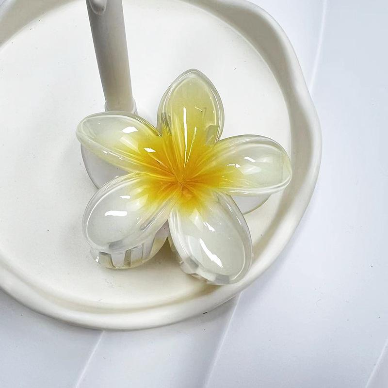 

2 шт., милая заколка для волос с градиентом, шпилька Франджипани, модная заколка для хвоста, плюмерия, когти акулы, вечерние пляжные аксессуары для волос