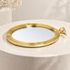 Round Decorative Tray with Mirrored Base Reflective Luxurious for Coffee Table,