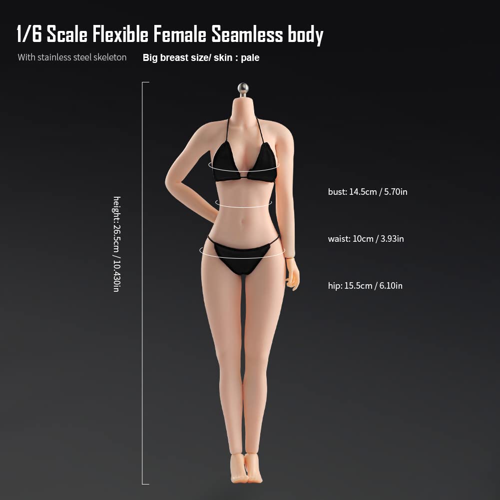1/6 scale upgraded version of the movable female body, scale steel frame, super flexible makeup, seamless body, large bust, 12-inch female action doll