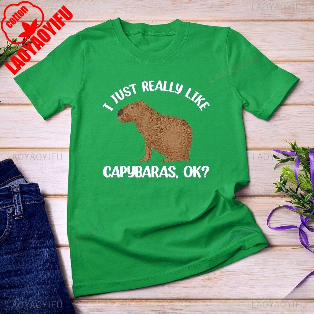Funny Capybara forunisexunisex T shirt Rodent Capybara Enthusiast Unisex T-shirt Cute Graphic Printed Summer Short Sleeve