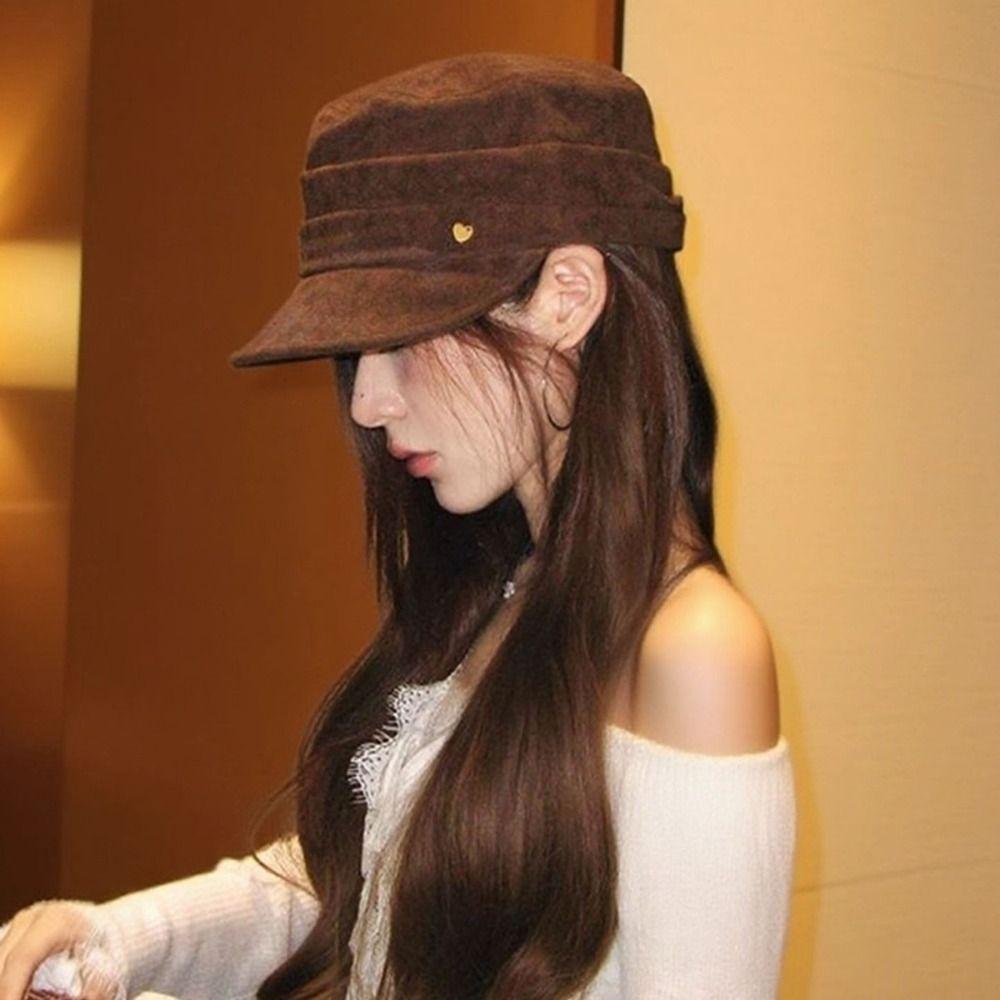 Korean Style Flat Cap Chamois Retro Painter Hat Personality Suede Equestrian Hat Outdoor