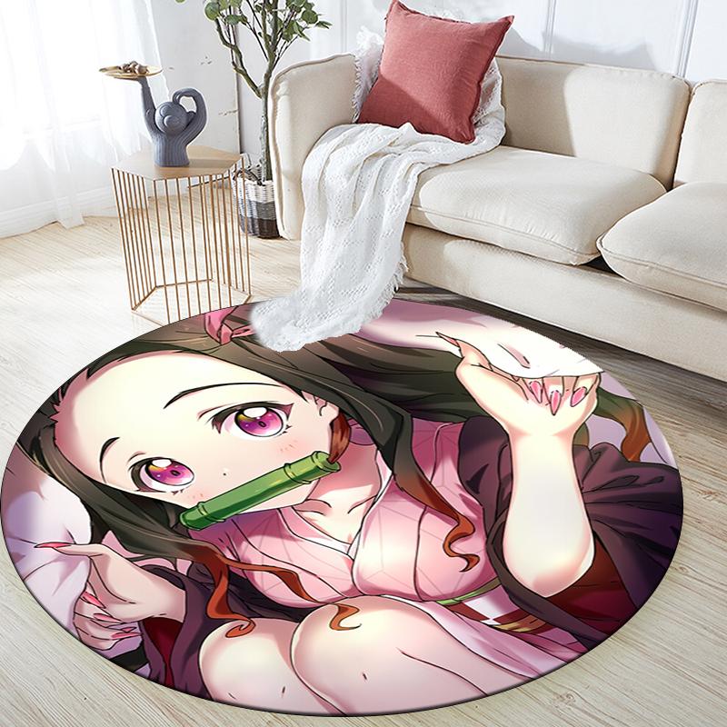 Tappeto Rotondo con Stampa Cartoon, Tappeto per Soggiorno Camera da Letto Divano Sala Giochi Decorazione, Tappetino Antiscivolo