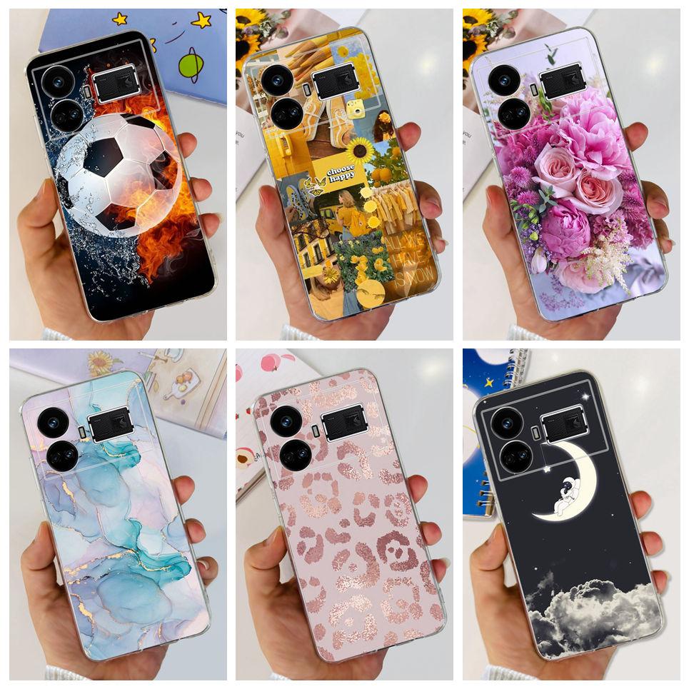Pro Realme GT5 Pouzdro Průhledné Silikonové Měkký TPU Kryt Pro OPPO Realme GT 5 RealmeGT5 Pouzdra Květinové Mramorové Želé Nárazník Coques