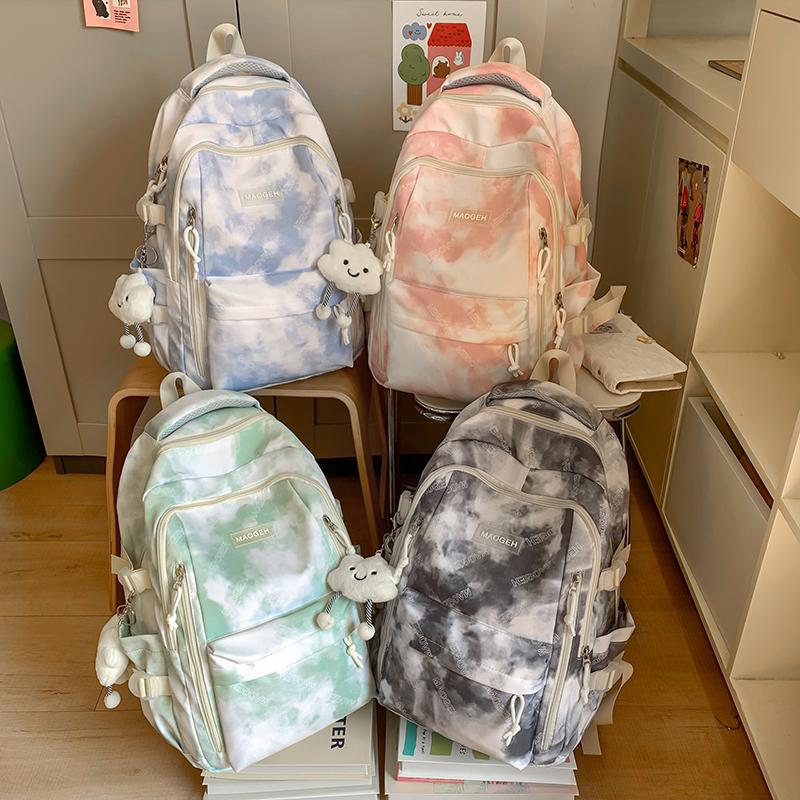 Tie-Dye Print Backpack Boys Girls Schoolbag Large Capacity Backpack