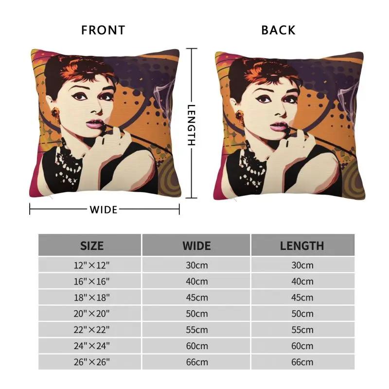 Cute Audrey Hepburn Print Throw Pillow Case Soft Cozy Pillowcase 18x18 Inch Cushion Cover for Couch Bed Sofa Bedroom Car Decor