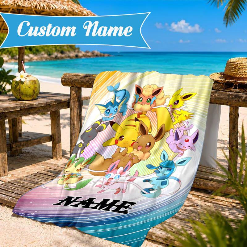 Custom Name Pika Microfiber Beach Towel, Quick-Dry, for Summer Travel, Beach Essential, Picnic Essentials, Swimming Pool