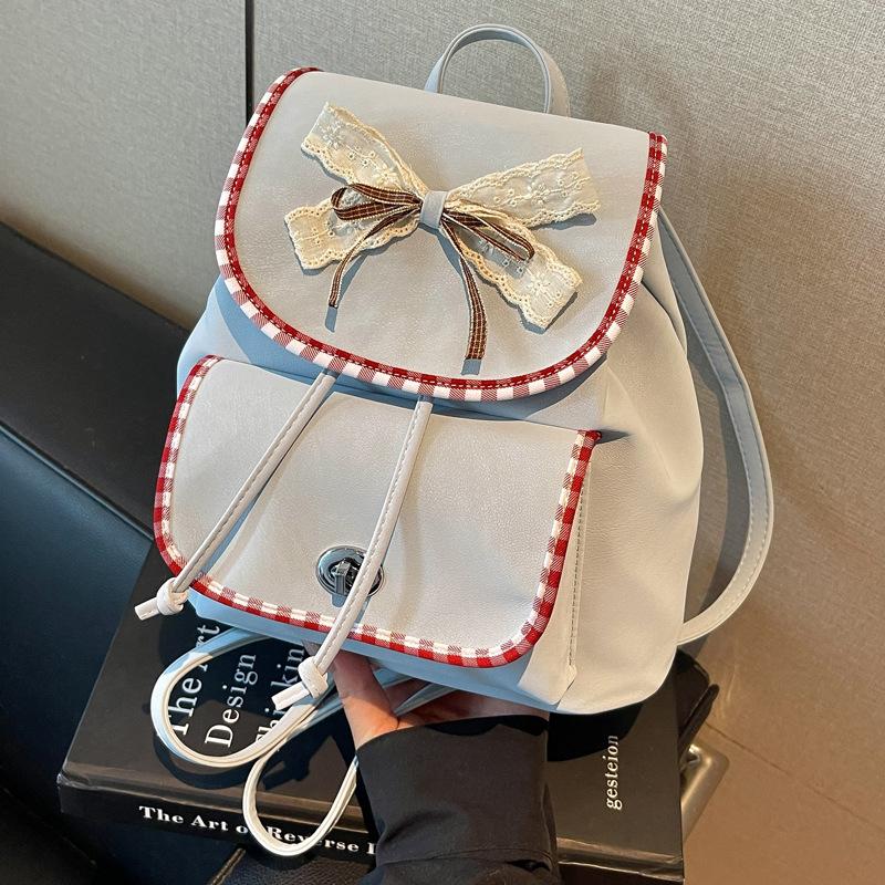 Schoolbag Fashionable Retro Plaid Backpack Women's 1011 New Commuting Versatile Backpack Large Capacity Contrasting Color Small Schoolbag