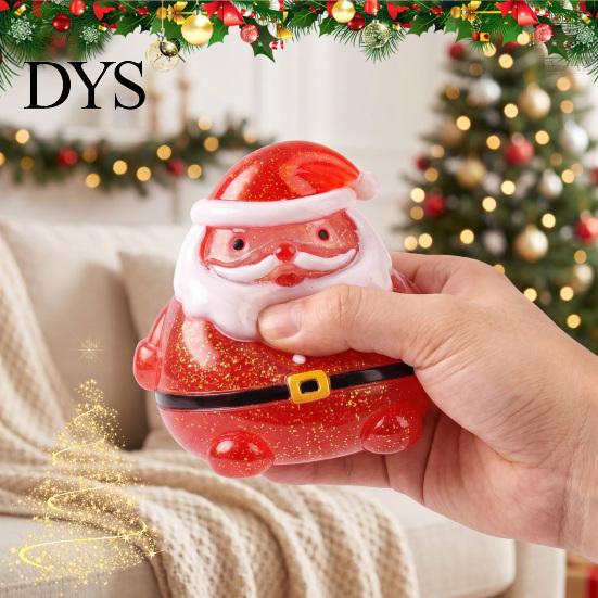 Fun Holiday Sensory Play Santa Claus Squeeze Toy, Slow Rising Maltose Stress Relief Fidget with Toys for Kids Glitter, Soft TPR Christmas Party Pinch