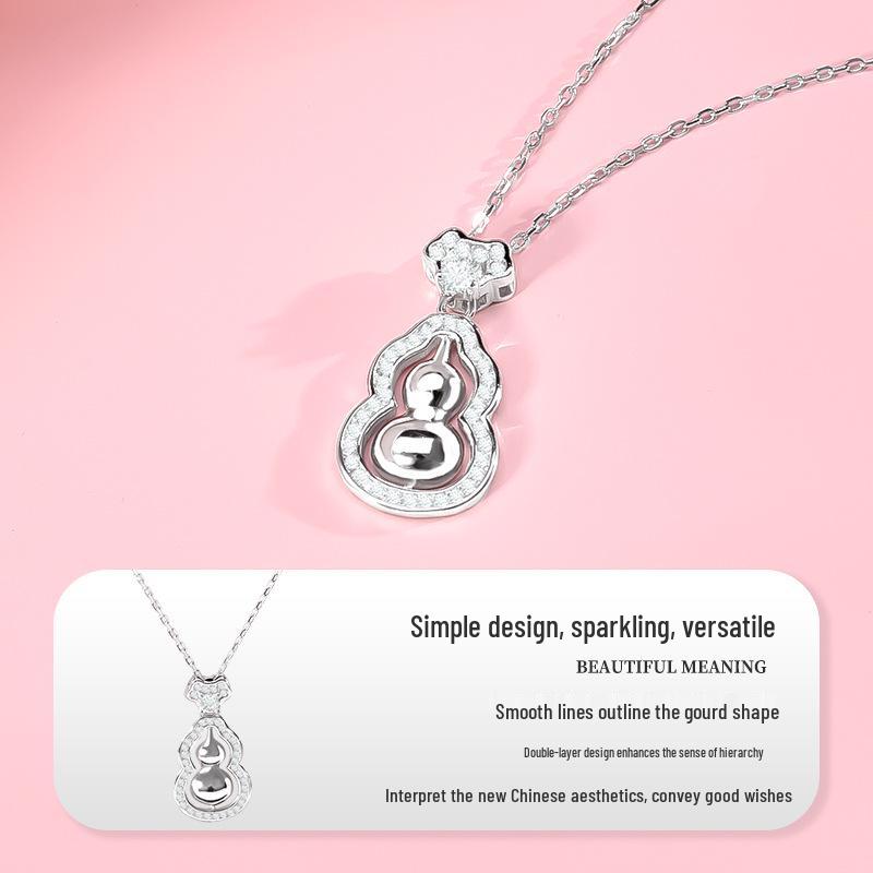 New Chinese Style S925 Sterling Silver Gourd Clavicle Necklace for Women - Trendy Niche Design