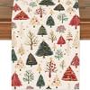 Mixed Pine Tree Pattern Holiday Tablecloth Polyester Party Table Decor Table Runner  Festive Dining