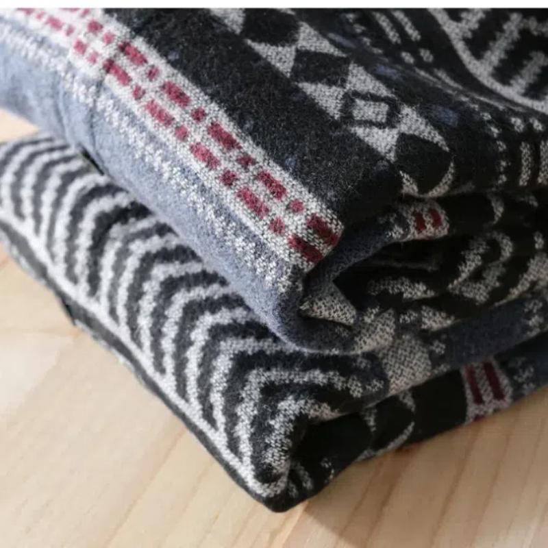 Chemise homme automne et hiver, style streetwear, imprimé ethnique à rayures, décontractée, manches longues, épaisse, brossée, vintage, ample