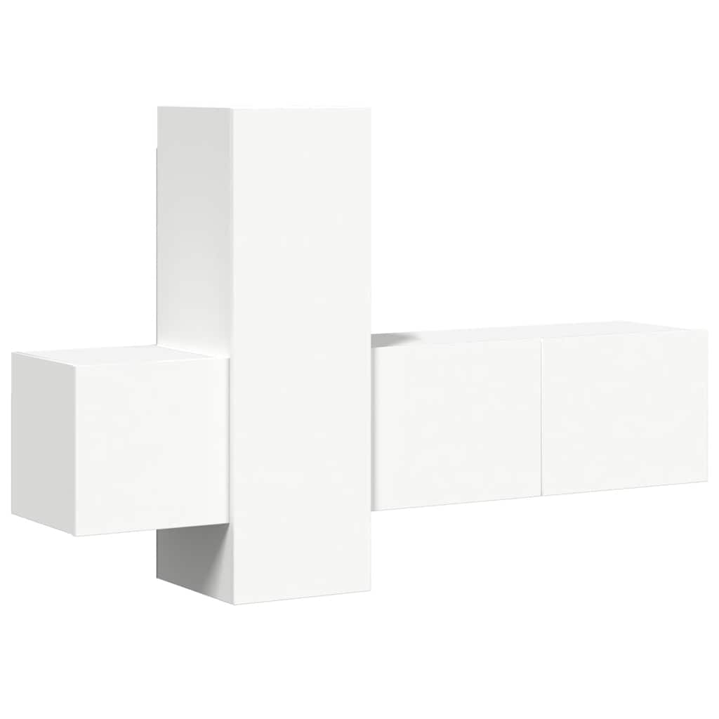 Vidaxl 3-Cz. TV Cabinet Set, White, Wood-Based Material