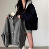 Chic French Retro Gray Woolen Lapel Coat for Women - Winter 2024