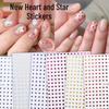 3D Laser Nail Stickers: Gold, Silver, Red, Blue Mini Heart & Star Design