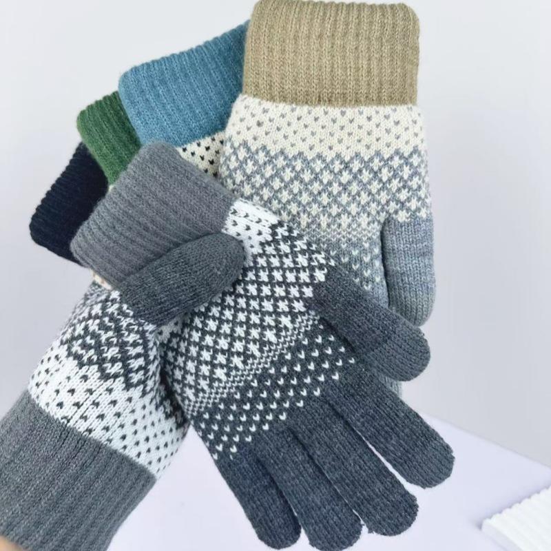 Touchscreen Gloves for Winter Double-layer Windproof Knitted Gloves for Men and Women