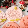 Creative Christmas Cookie Stamp with English Blessing Food Grade Fondant Mold Biscuit Maker for Festival Baking Needs