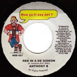 

7inch Record ANTHONY B - Red In A De Gideon HSD057 How Yu Fi Sey D 1999 Jamaica Reggae, Ska & Dub Used