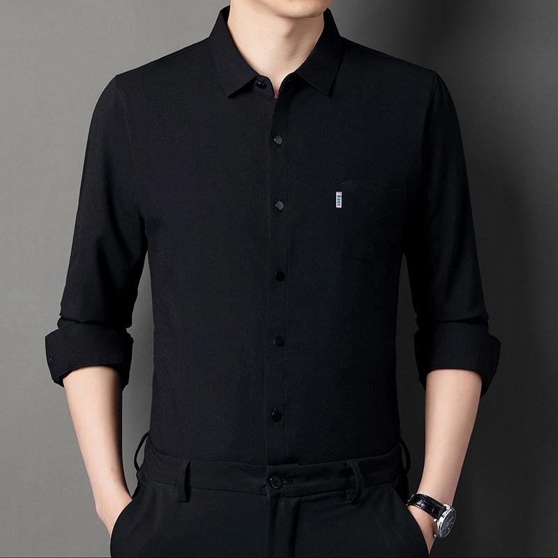 Spring and Autumn Men's Long Sleeve Shirts Business Casual Men's Loose Real Pocket Shirts
