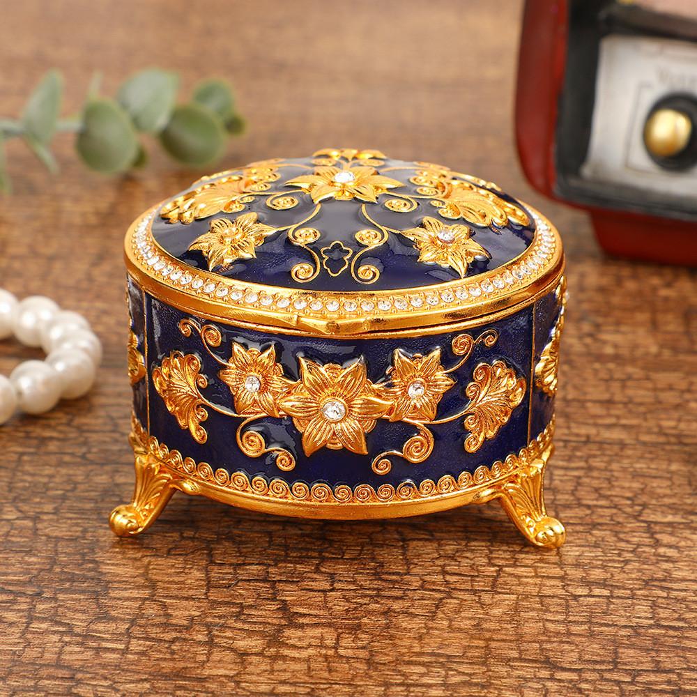 Vintage Creative Jewelry Box With Flower Design For Wedding Gift And Travel Storage