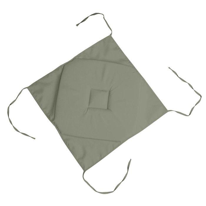 Galette de chaise - EDEN - 4 rabats - 40 x 40 cm - sauge - finitions avec biais
