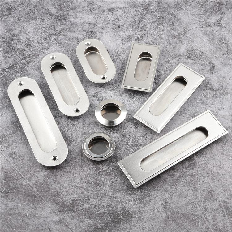 Stainless Steel Concealed Cabinet Handle Recessed Pull Hidden Drawer Pull Hardware for Wardrobe Sliding Door Furniture Fitting Durable Metal Grip
