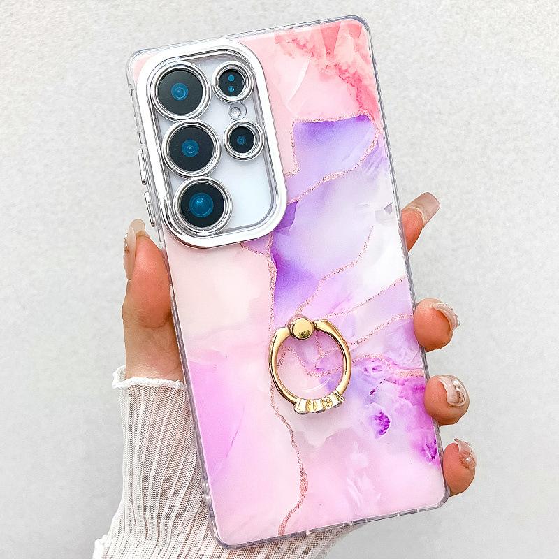 Suitable for Samsung S25 Mobile Phone Case Double Layer IMD Electroplated Marble S24plus Ring A16 Mobile Phone Case