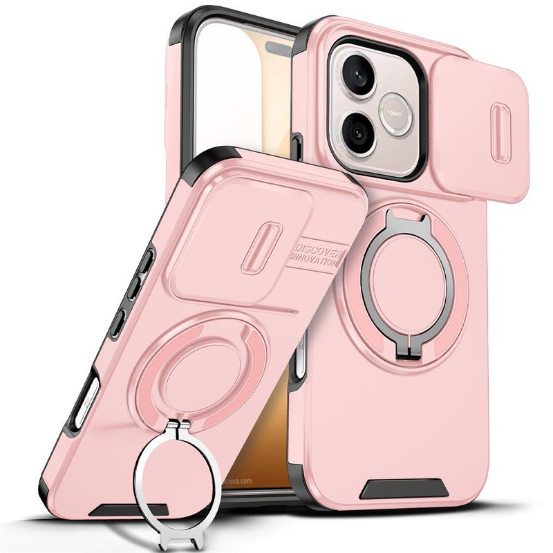 Fodral För Honor 600 Lite 5G Fodral Pansar Magnetisk Ringhållare Fodral Bilcasa För Honor600 Lite 600Lite Skydd med Glidande Linskydd