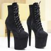8"Heel 4"Platform Extreme High Heel Pole Dance Flannel Material Ankle Boots