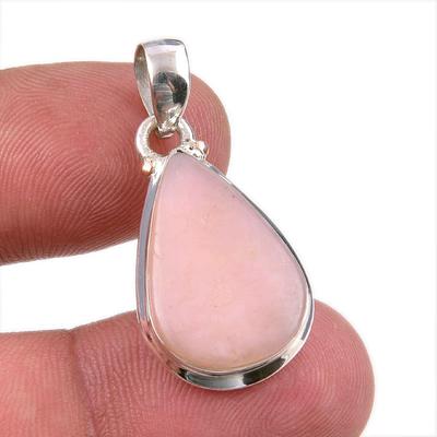 Natural Pink Opal Gemstone Handmade 925 Solid Sterling Silver Pendant 1.50" L0W75