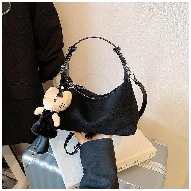 2026 Autumn Winter Retro Suede Crossbody Bag: Frosted Fashion Handbag for Women Without pendant