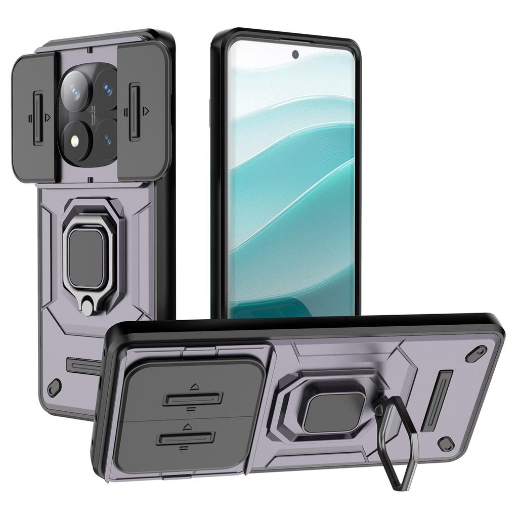 For Xiaomi Redmi Note 14 Pro 5G/Poco X7 5G Case PC+TPU Kickstand Phone Protector with Lens Cover