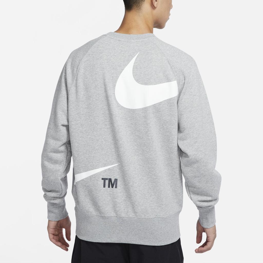 Nike Felpa Pullover in Maglia con Stampa Logo Swoosh Grande Uomo Top Grigio DD6097-063