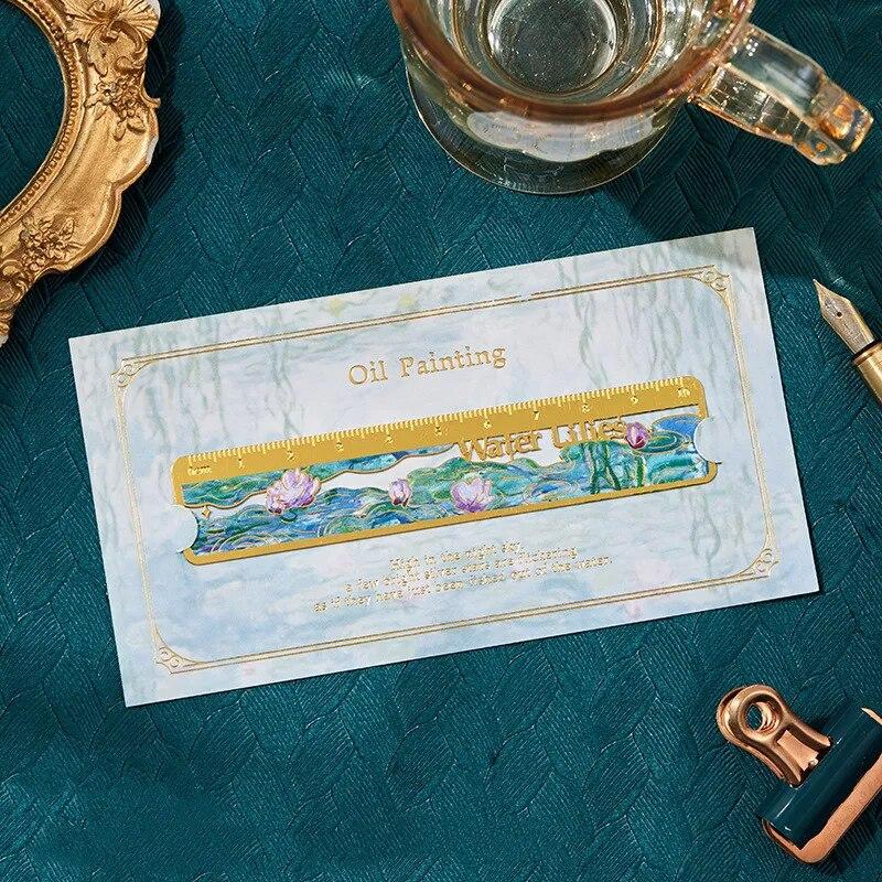 1 kus Kreativní záložky Retro Květinové Záložky Hory Krajina Pro děti 10cm Mosazné pravítko Scrapbook Roztomilé studentské potřeby