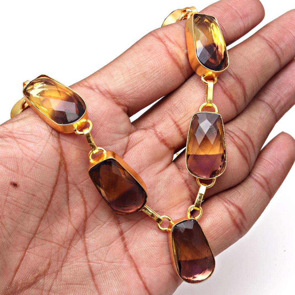 Necklace Bio-Tourmaline Quartz 14 Ct Gold Plated Jewelry 18-20''