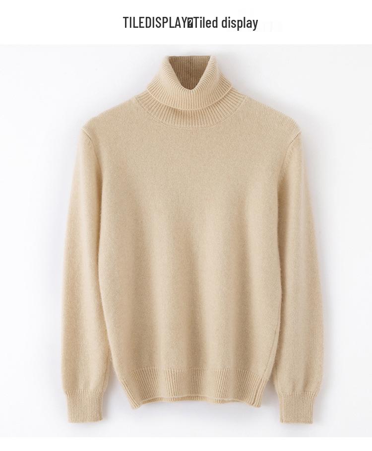 2025 Autumn/Winter Women's Solid Color Cashmere Lapel Sweater - Seven Gauge Double Ply Thickened Knit Base Layer