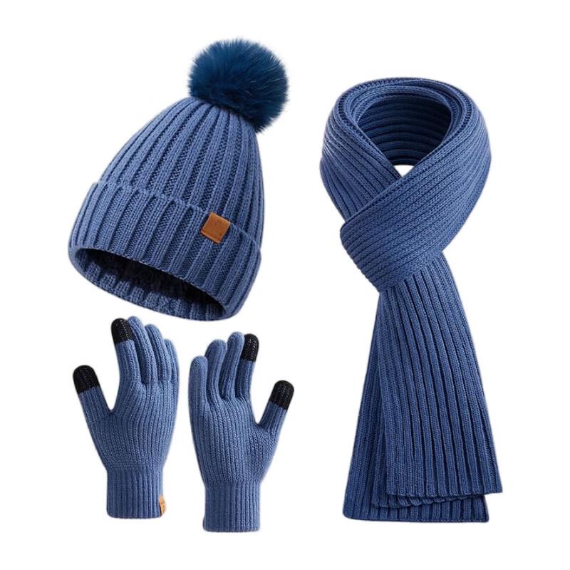 Women's Autumn Winter Knitted Hat, Scarf & Gloves Set
