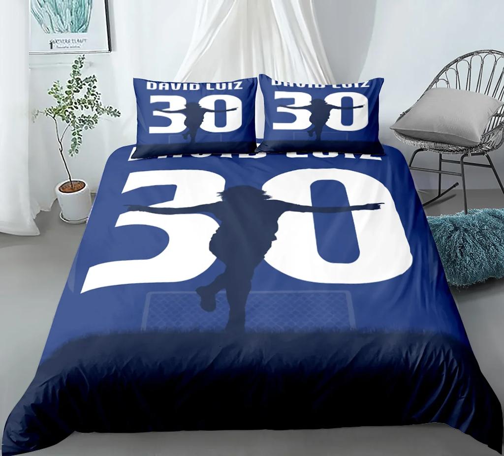 Soccer Player Twin Duvet Cover,Soccer Professional Player Kick Ball Championship Polyester Bedding Set Queen/Full/King/Twin Size